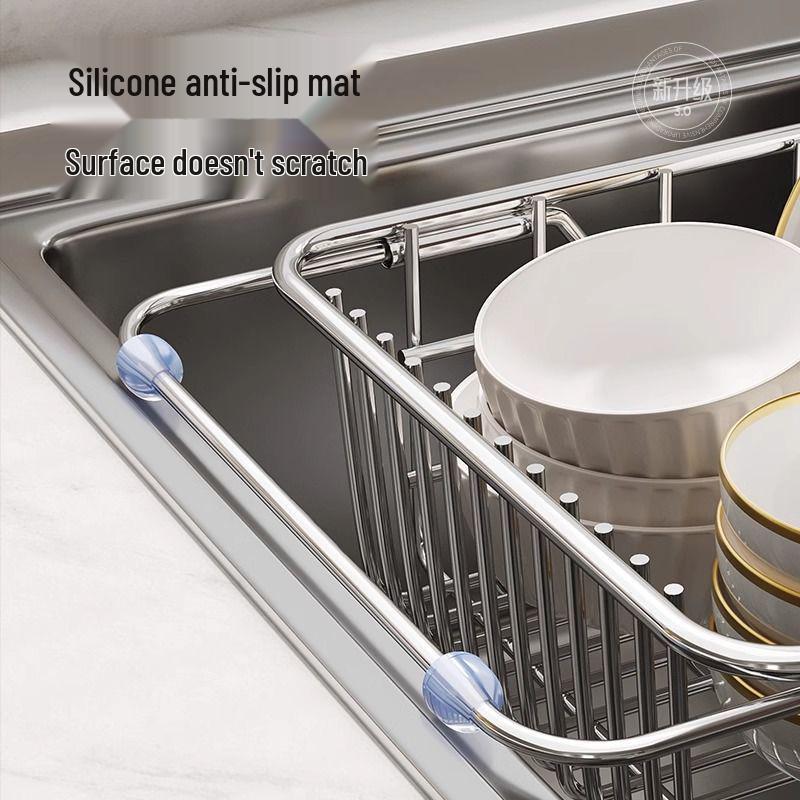 Stainless Steel Telescopic Dish Drying Rack and Sink Vegetable Washer