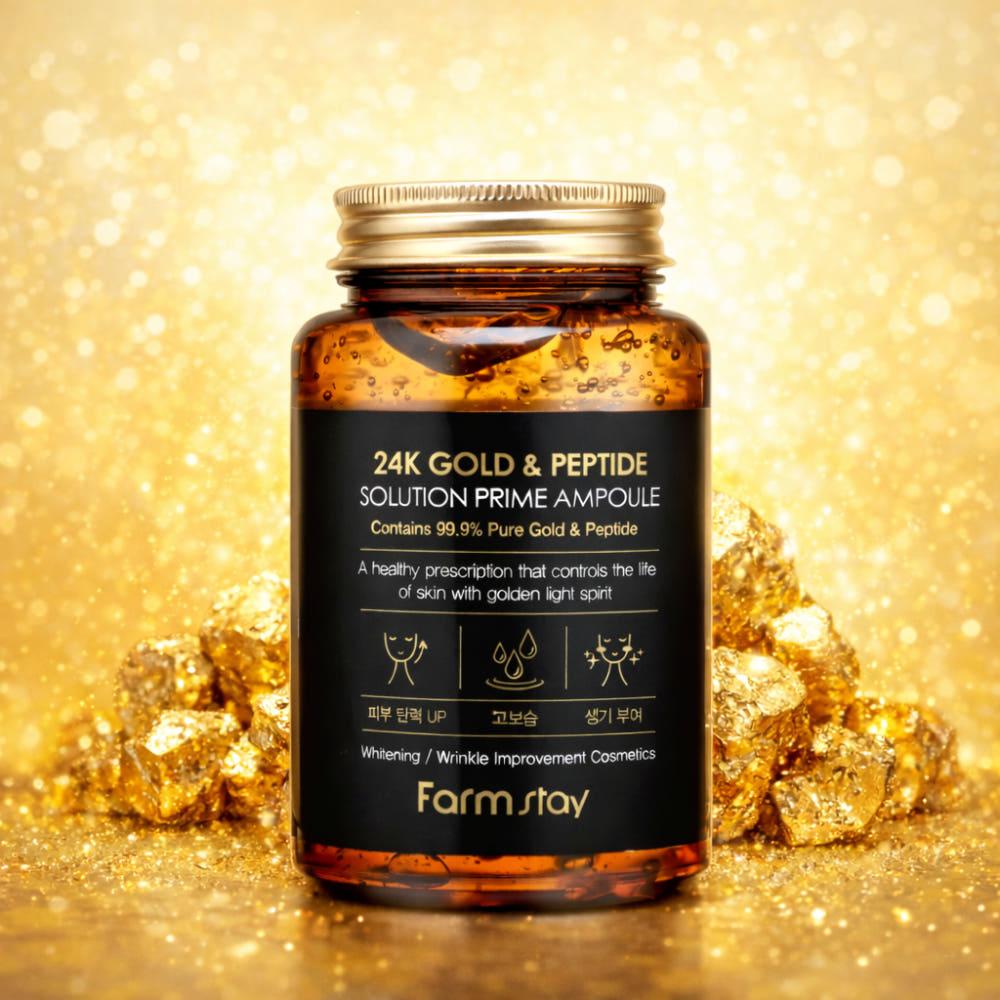 Farmstay 24K Gold & Peptide Solution Prime Ampoule Nourishing Firming 250ml