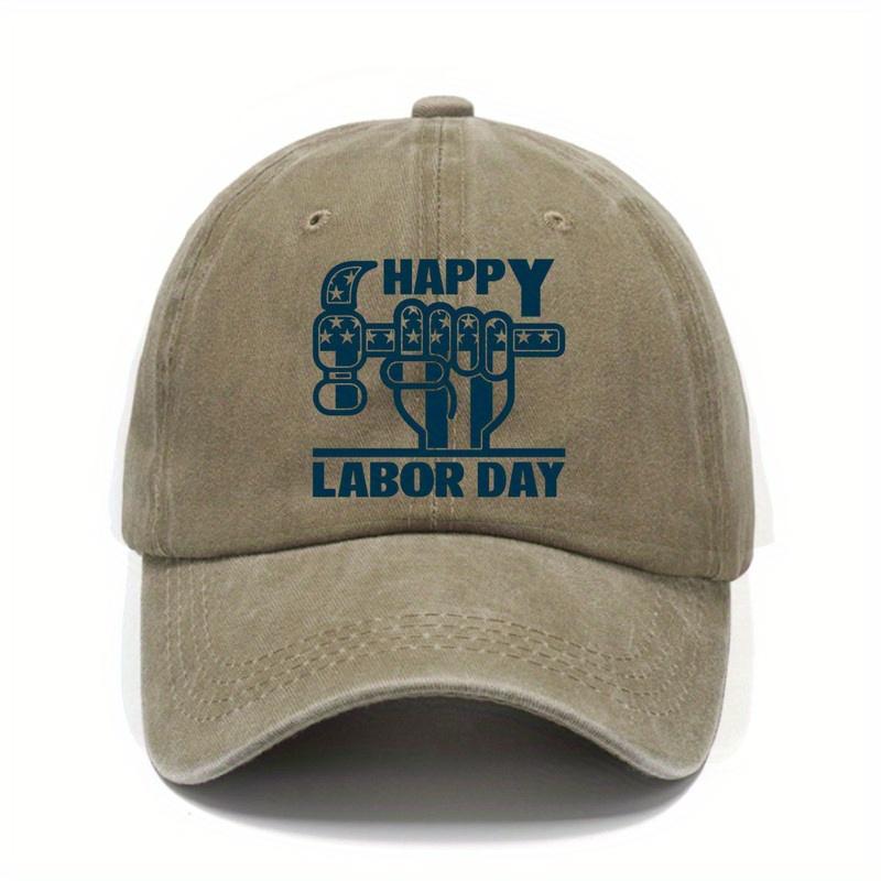 Happy Labor Day Fist Hammer Graphic Baseball Cap Distressed Casual Adjustable Hat Unisex Hat Unisex