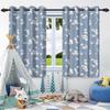 2pcs Plants Leaf Flowers Blue Blackout Curtains Home Bedroom Living Room Darkening Apartment Decoration Grommet Window Drapes