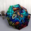 1pc Stained Glass Fish Design Automatic Folding Umbrella - Portable 3-Fold Design with 8-Bone Iron Frame, Perfect for Outdoor Use, Festive Gifts, Trav