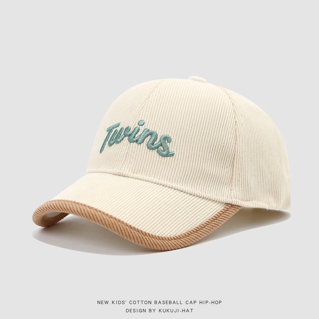 Children Corduroy Cap With Embroidered Letters For Autumn Winter Warmth And Sun Protection