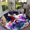 Santa Claus Carpet, Non-slip Office Chair Rug, Digital Print Home Round Rug, Unique Festival Decorations