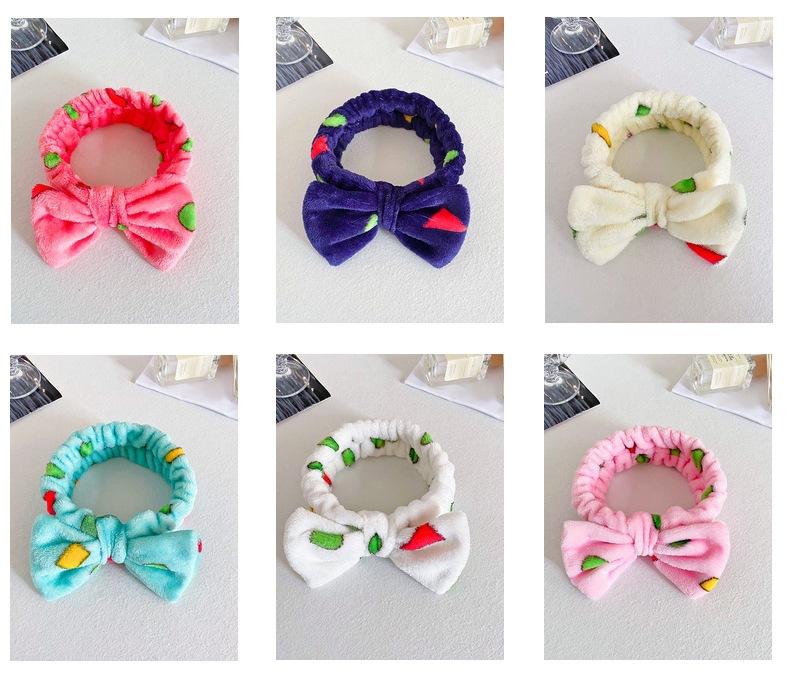 Makeup Spa Headbands Bow Hair Band Women Facial Makeup Head Band Soft Coral Fleece Head Wraps for Shower Washing Face Mask