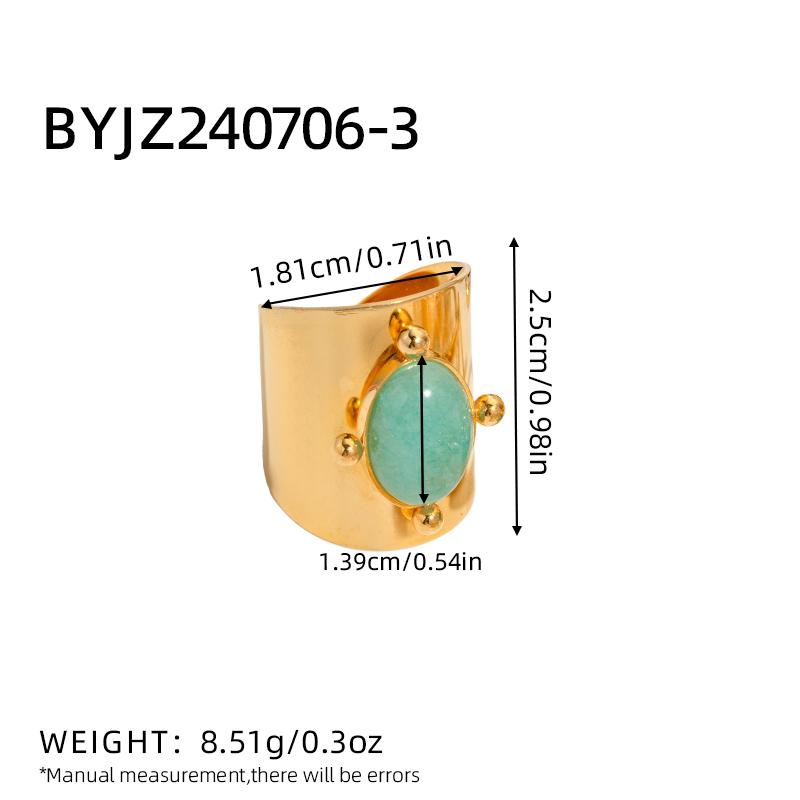 Moda Aço Inoxidável Pedra Natural Turquesa Verde Malaquita Anel Mulheres Boêmio Estiloso Grande Joia de Verão Para Ela Presente 2026