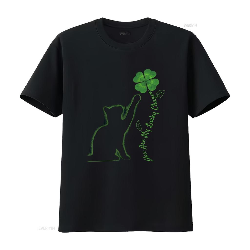 St Patricks Day Cat You Are My Lucky Charm Shamrock Clover T Shirt Vintage Washed Designer Clothes Stylish Casual Breathable