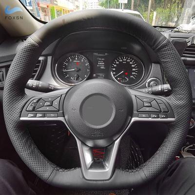 Car Steering Wheel Cover For Nissan Qashqai X-Trail Leaf Micra Rogue Sport Kicks 2018- Altima  Black Perforated Leather