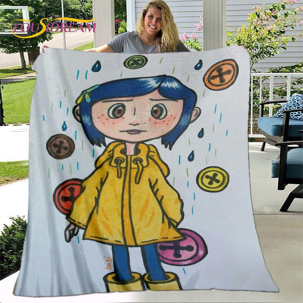 Coperta 3D Cartone Animato Coraline, Coperta in Flanella Coperta da Divano, Coperta Calda per Bambini per Casa Soggiorno Camera da Letto Letti Divano Ufficio