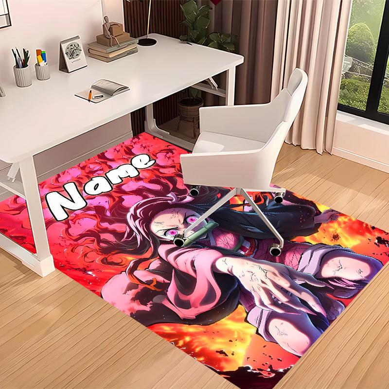 Custom personalization Demon Slayer Nezuko Print Area Rug - Soft, Washable Non-Slip Indoor Mat,Living Room,Home&Office Decorative Rug