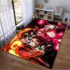 Anime Style Carpet with Fiery Red and Black Design, Bold Characters Suitable for Use As an Anti-slip for Living Room Bedroom Sofas