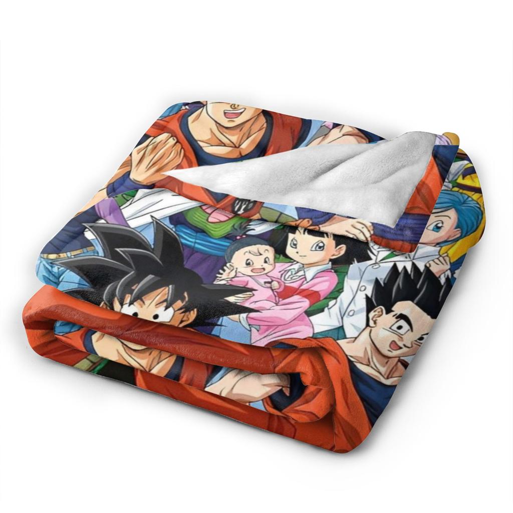 DBZ Anime Flannel Blanket Goku Fashion Throw Blankets for Bed Sofa Couch 150*125cm Rug Piece,
