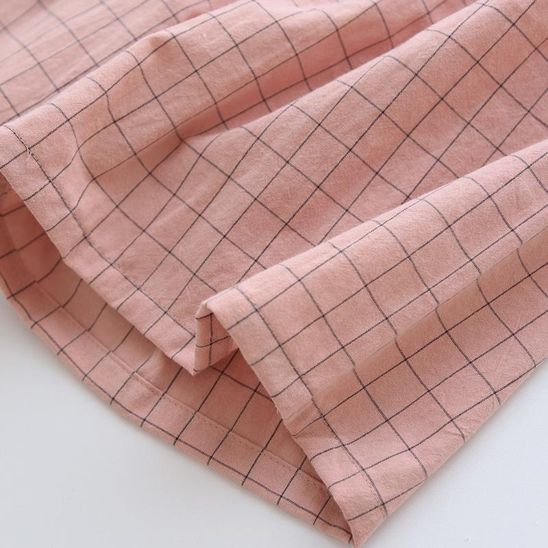 Zomer Pyjamaset voor Koppels: Dames Geruite Katoenen Korte Mouw & Korte Broek, Heren Casual Grote Maat Homewear