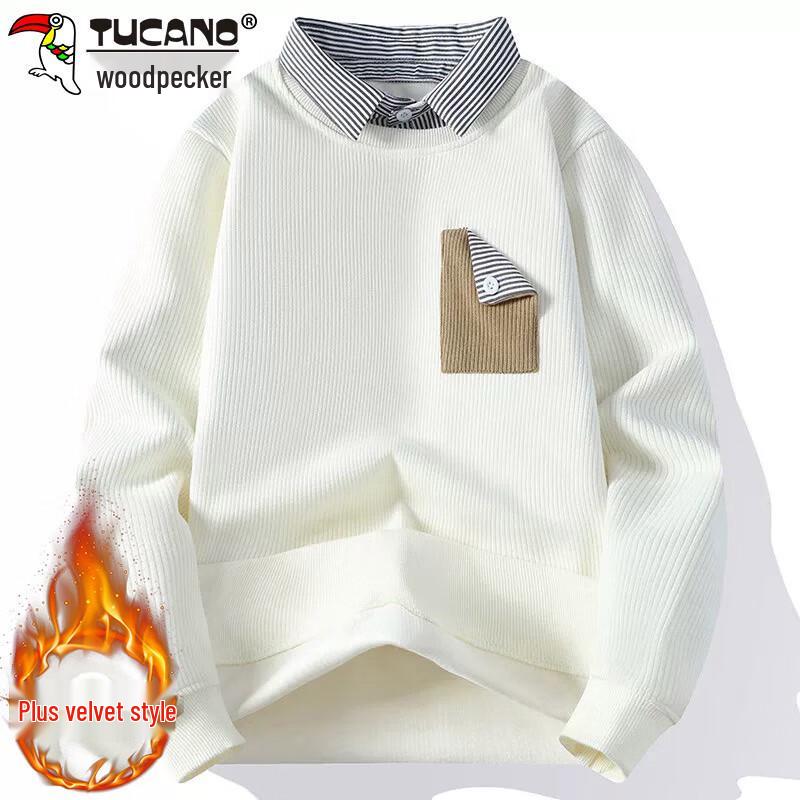 Tucano Herren Faux Zweiteiliges Kragen Langarm Sweatshirt