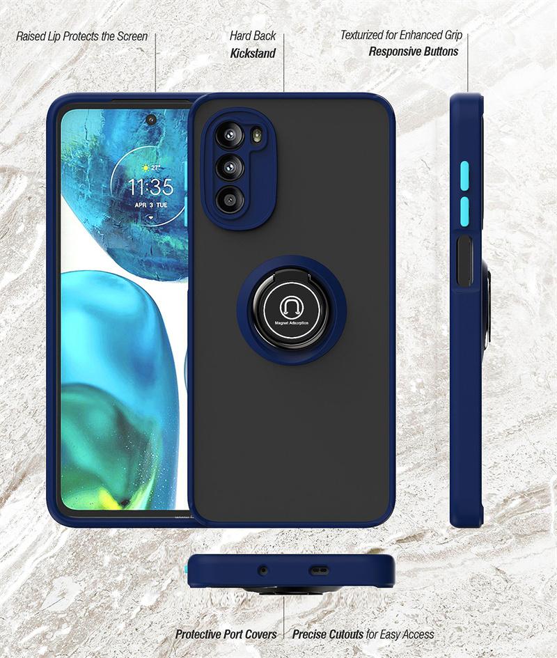 Für Motorola Moto G52 Hülle Matte Armor Magnetischer Ringständer Handyhüllen Für Moto G52 G 52 MotoG52 Stoßfest Hartes PC Rückcover