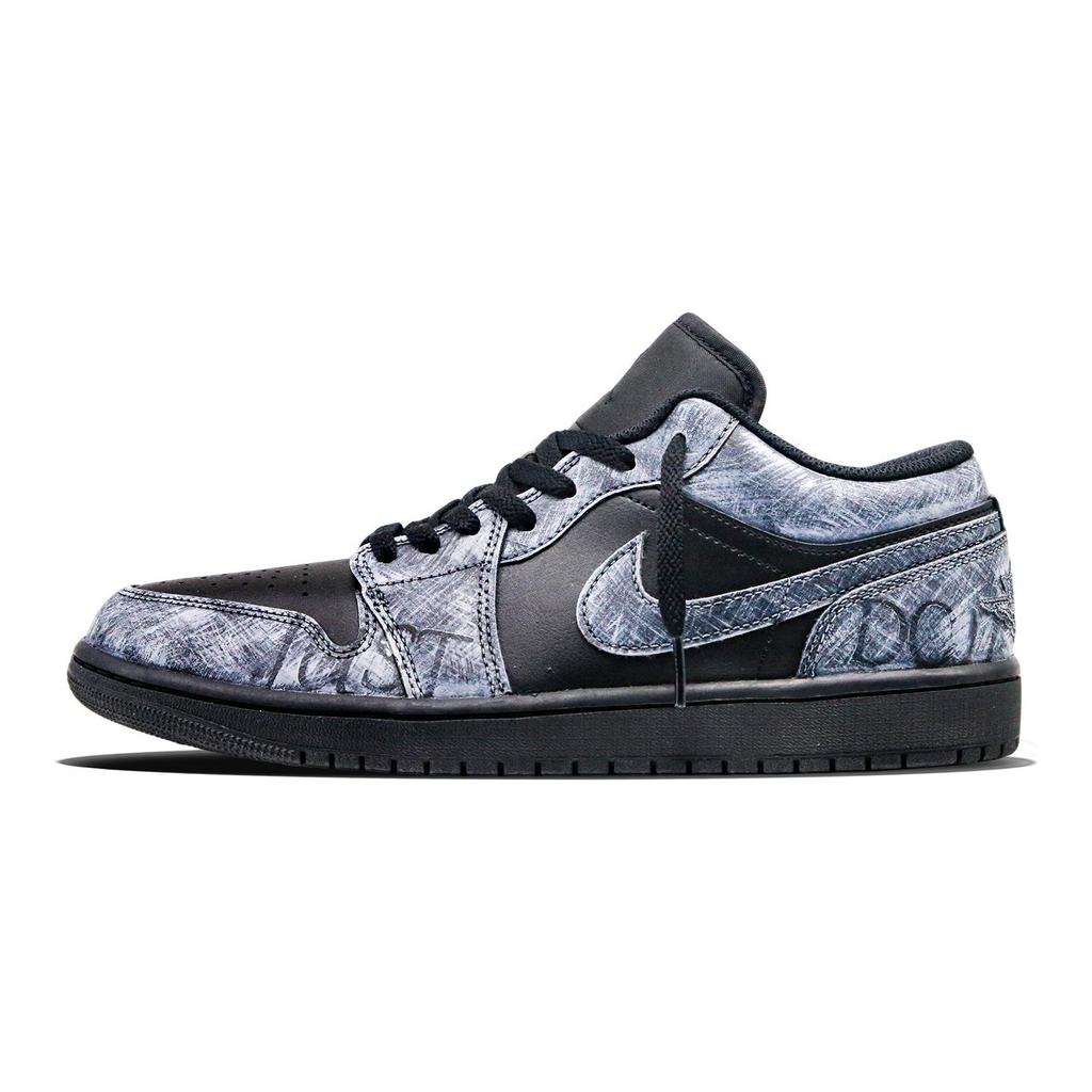 Jordan Air Jordan 1 Abrasion Resistant Low top Vintage Basketball Shoes Unisex Dark Gray 553558-093(Team81V4.0)