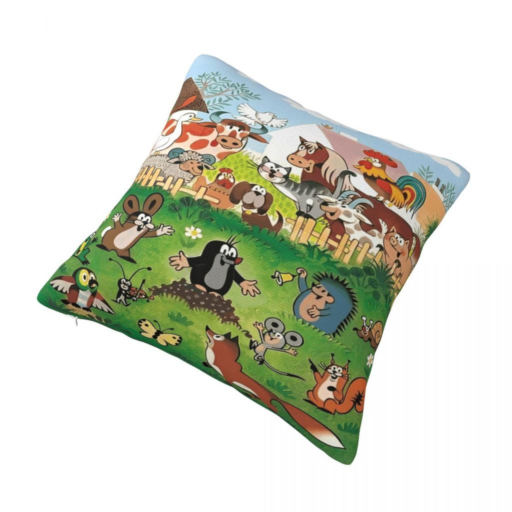 The Little Mole Cartoon Animal Printed Pillowcase Cushion Cover Throw Pillow Cover New Style Bedroom Decor Square Multiple Sizes