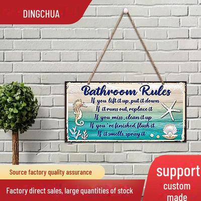 Beach Party Theme Wooden Bathroom Rules Hanging Sign