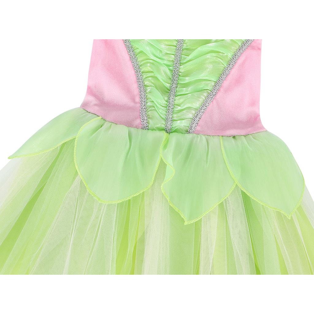 Princess Fairy Costume, Tinker Bell Elf Green Butterfly Wings Accessories, Size M for 7-8 Years, Cosplay Outfit