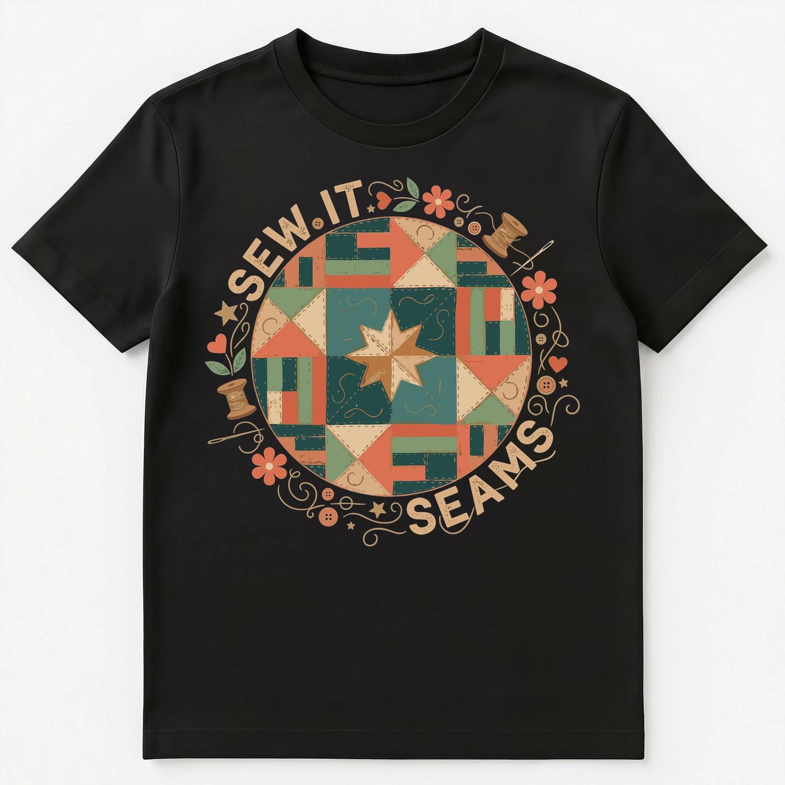 

Sew It Seams Quilting Patchwork Design Art Unisex T-Shirt 4XL