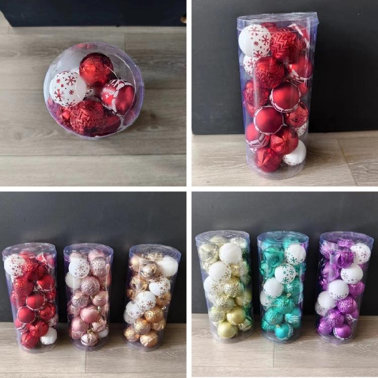 24Pcs Shatterproof Hand Painted Sphere Christmas Tree Hanging Sphere Set Festival Ornament Durable Baubles Decors