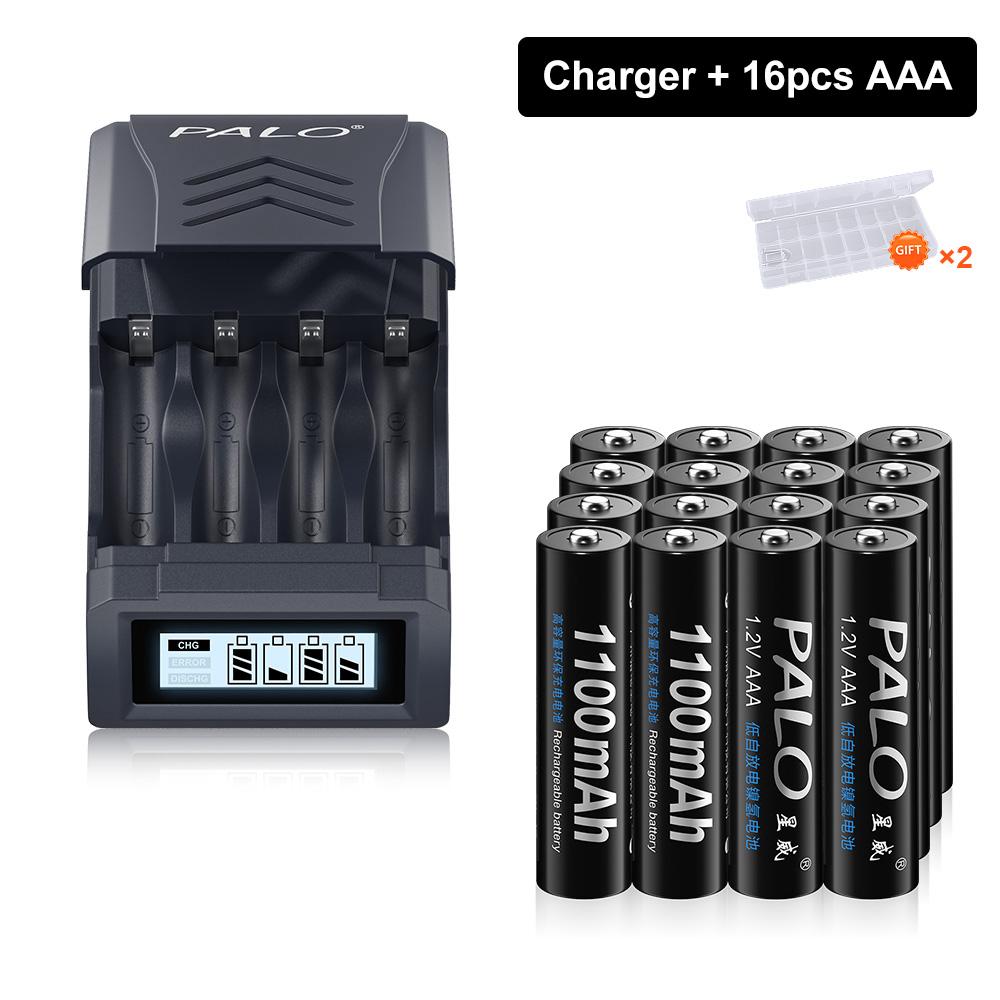 PALO 1.2V NI-MH AAA 1100mah Rechargeable battery AAA NIMH 3A Batteries With 4 Slots USB charger for 1.2V/1.5V AA AAA Battery