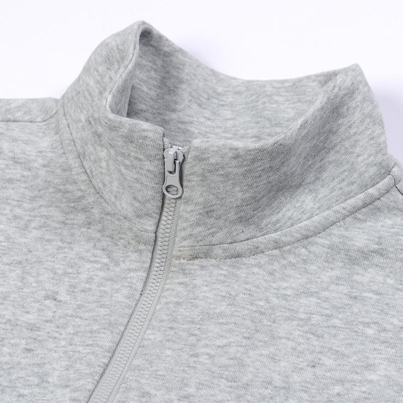 Men's Half Zip Mock Neck Sweatshirt Light Gray Long Sleeve Pullover