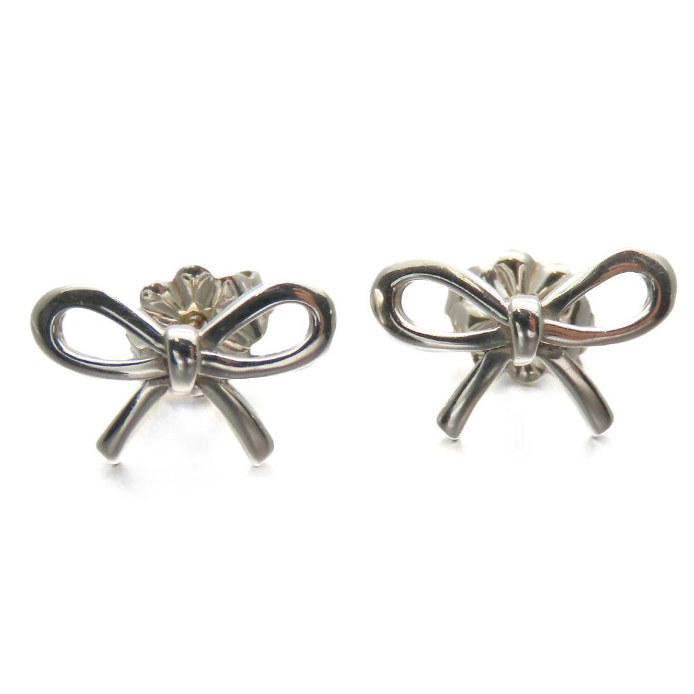 Used TIFFANY&Co. Pierce Ribbon Bow Silver925 1.4g Silver Accessories