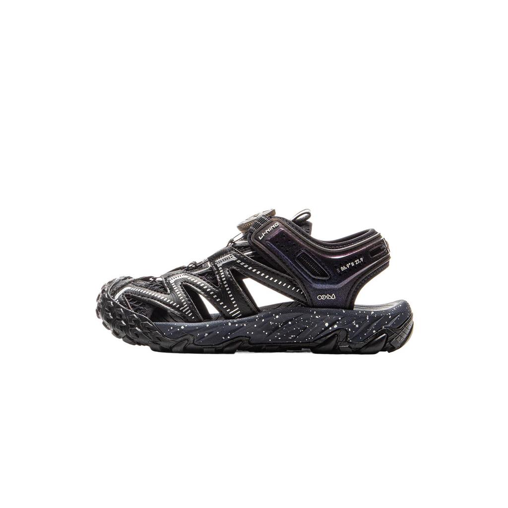 Li Ning Kids Outdoor Comfortable Fashionable Simple Versatile Shock Absorbing Low Top Sandals Kids sandals Black YKEV028-1