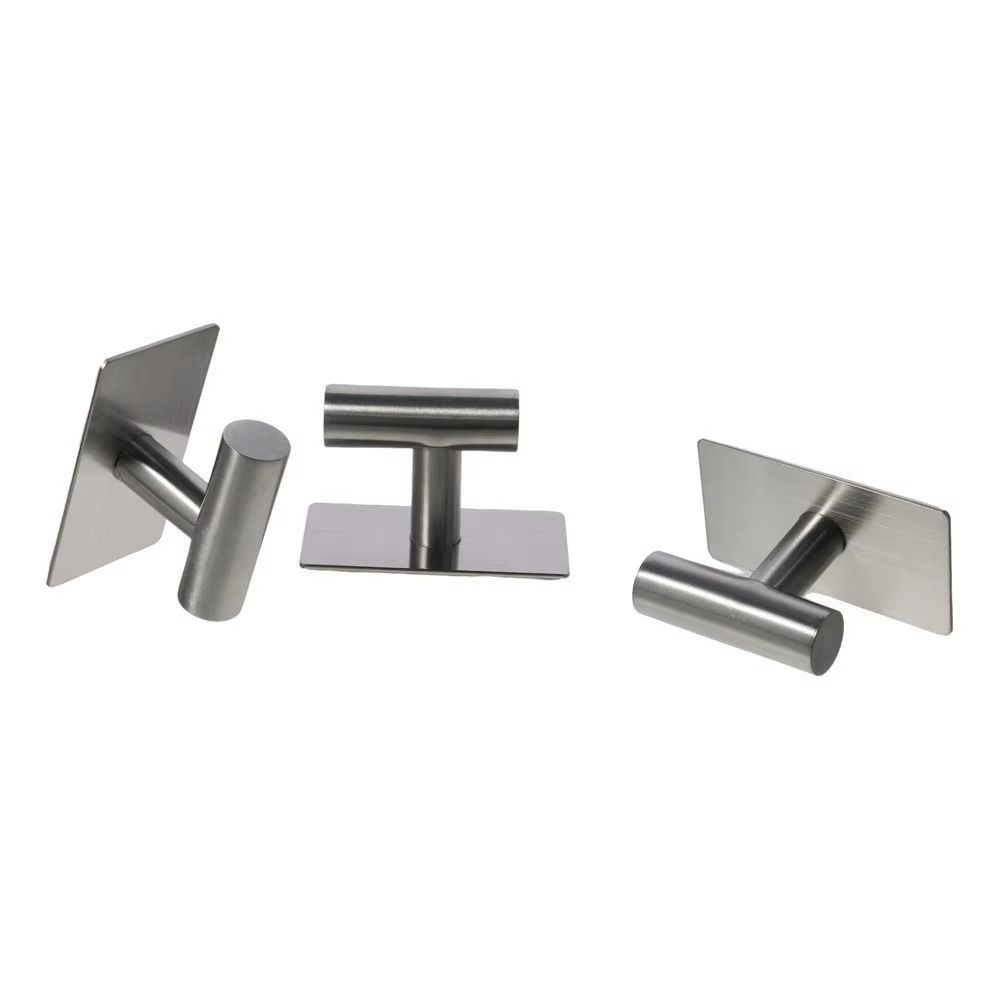 2Pcs Self Adhesive Robe Hanger Holder Stainless Steel Toilet Hanging Rack Bathroom Towel Hooks  Key