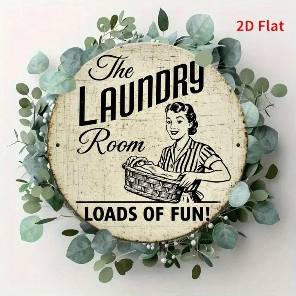 Humorous Laundry Woman Metal Tin Sign Wall Decor 20x20