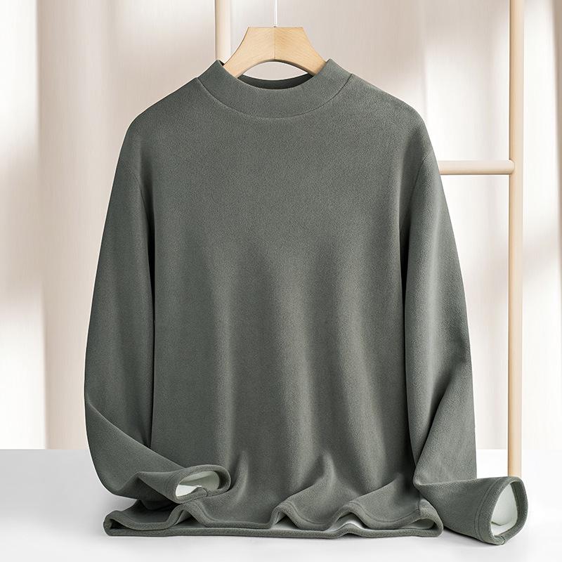 

Мужская теплая футболка из плотного бархата с воротником средней высоты и длинными рукавами, осень/зима 2024 г. XL