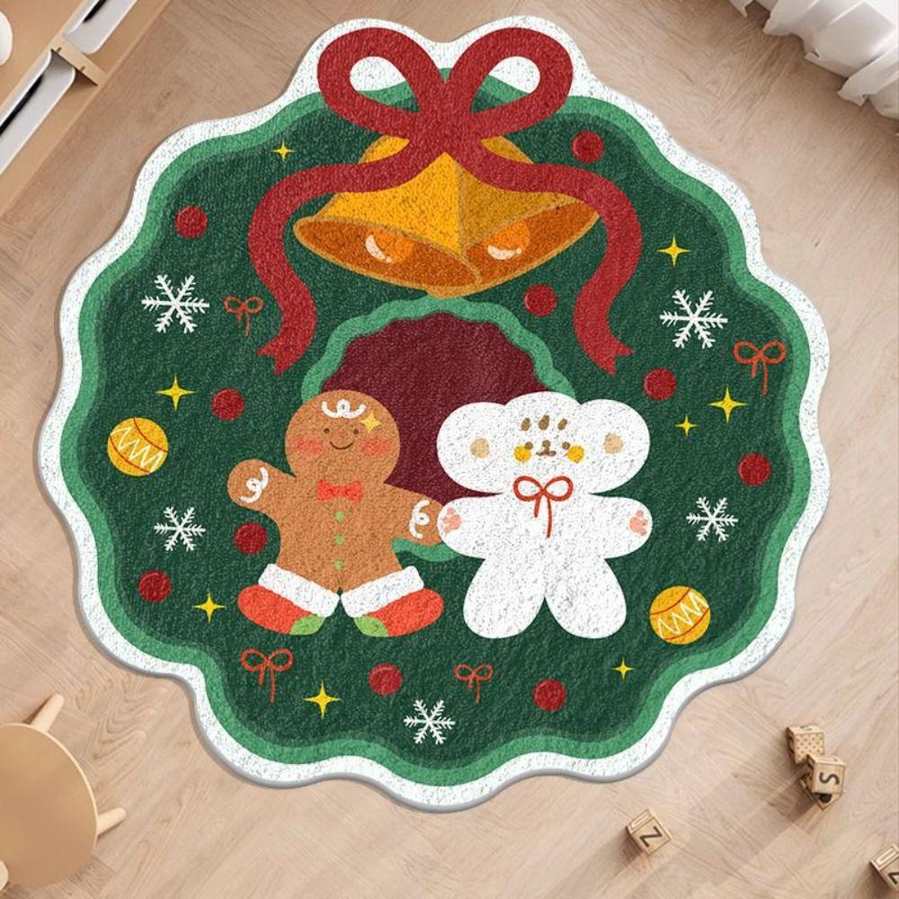 New 40~60cm Christmas Floor Mat 2025 Merry Christmas Home Decorative Entrance Doormat Anti Slip Bath Rug Bedroom
