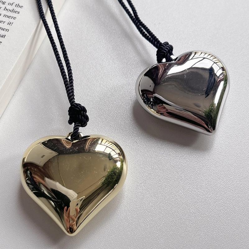 Korean Style Rope Neck Chain Necklace For Women Charm Metal Heart Pendant Collar Chain Choker Fashion Party Jewelry