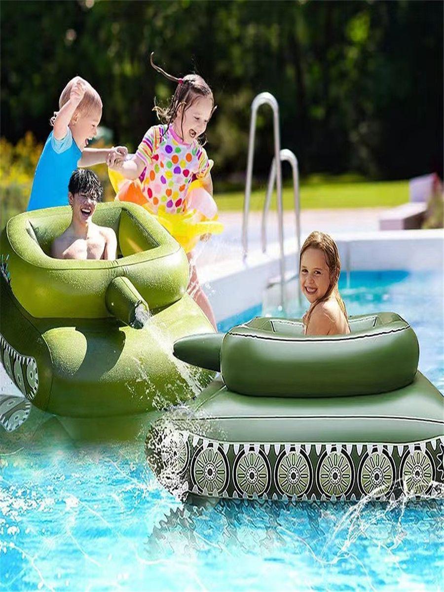 Inflatable Tank Water Spray Swim Ring for Kids - Outdoor Pool Floating Toy