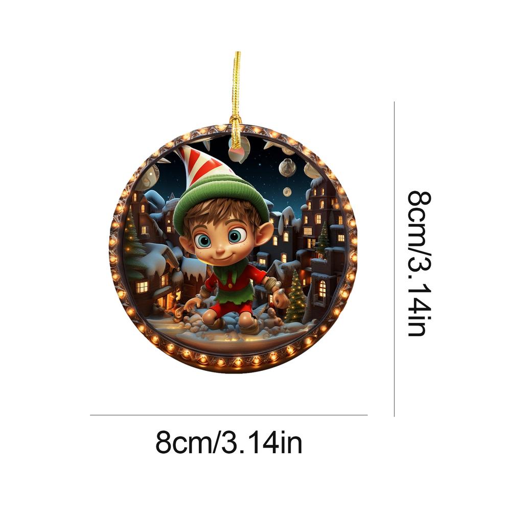 

Christmas Ornaments For Kids 3D Visual Effect Acrylic Winter Festival Ornaments Round Winter Holiday Sign For Doorway