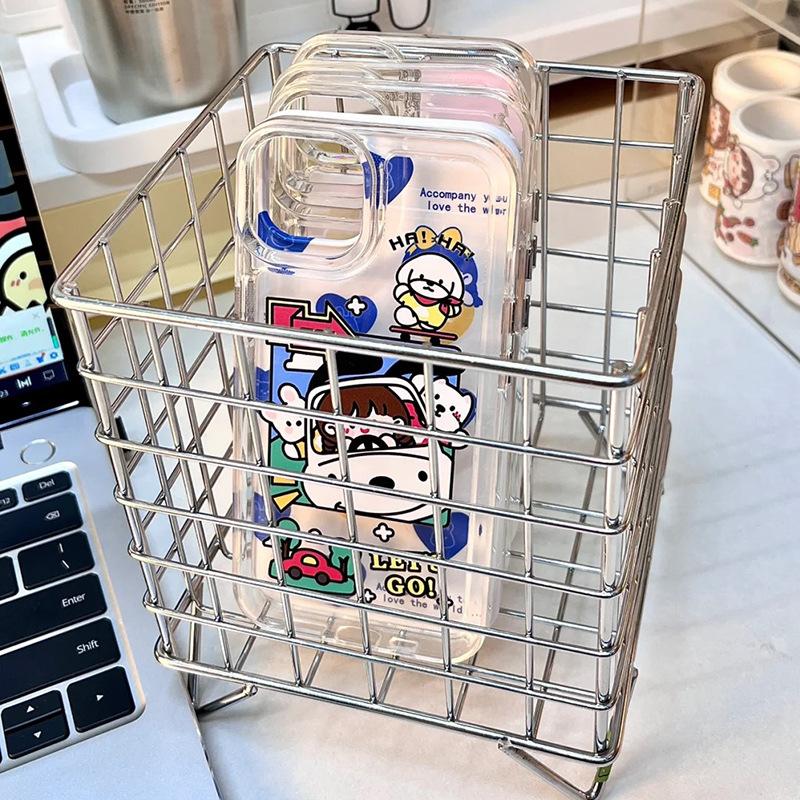 6 Colors Iron Storage Rack Desktop Book Pen Storage Box Large-Capacity Basket Home Office Student Dormitory Sundry Container New