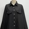 2 Pcs/Set Women Shirt Shorts Set Solid Color Long Sleeves Lapel Blouse