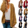 Damen S Mittellang Lockerer Sitz Grobstrick Cardigan Lässig Unifarben Oberbekleidung