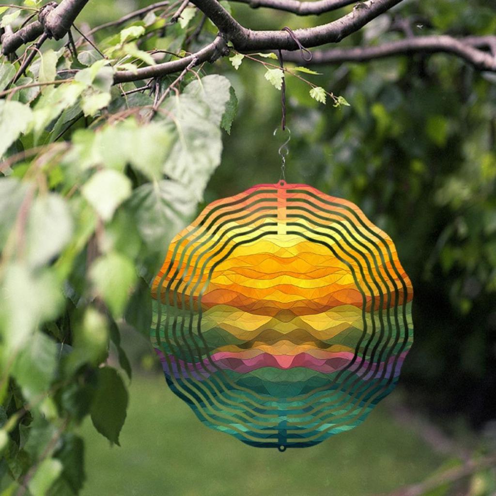 360 Rotating Hook 10 Inch Hanging Wind Spinner Elegant Outdoor Wind Chime for Garden Patio Balcony Durable Metal Art Decor