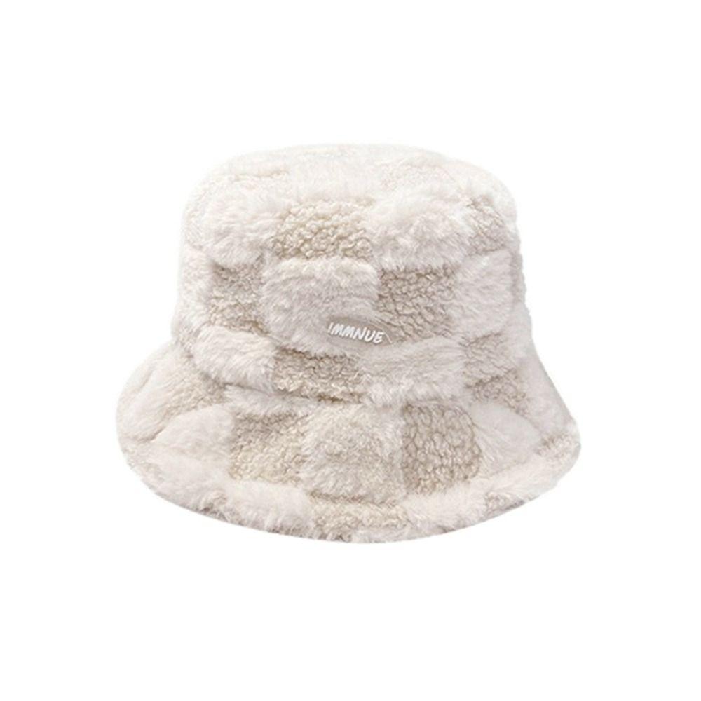 Soft Lamb Winter Bucket Hat Keep Warm Skull Hat Casual Plush Fisherman Hat  Outdoor