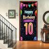 10th Birthday Door Cover Decoration 71 x 35 Inch Colorful Balloons and Lights Banner for Kids Happy Tenth Birthday Party Supplies Photo Backdrop Wall