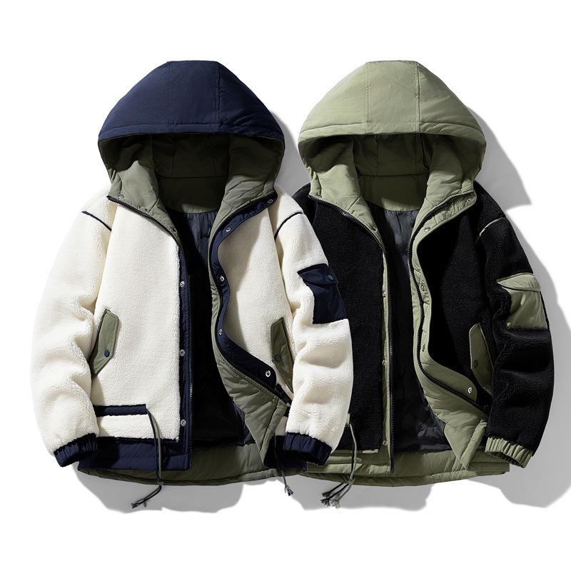 New lambswool men's and women's winter windproof fleece thickened cotton jacket couple style student thickened jacket trendy cotton jacket