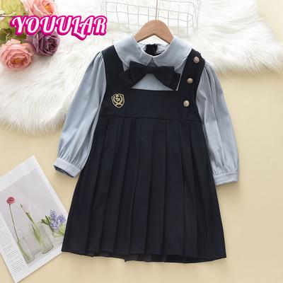 Mädchen Frühling und Herbst neue britische Art Faltenrock Shirt Kinder Kleid Schulkleidung