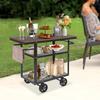 Industrial Pipe Bar Cart, Kitchen Serving Cart, 3-Tier Rolling Utility Cart with Fixed Wheels, 92x40x77.5cm Mobile Bar Cabinet