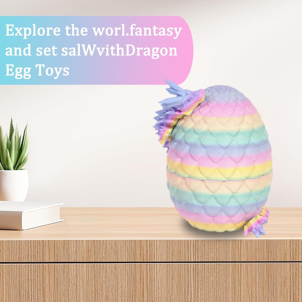 TEOXQPBJ 3D-gedrucktes Drachenei Ostern Mysteriöses Drachenspielzeug Realistische Bewegliche Drachenfiguren Flexible Gelenke Heimdekoration Schreibtischspielzeug Matt