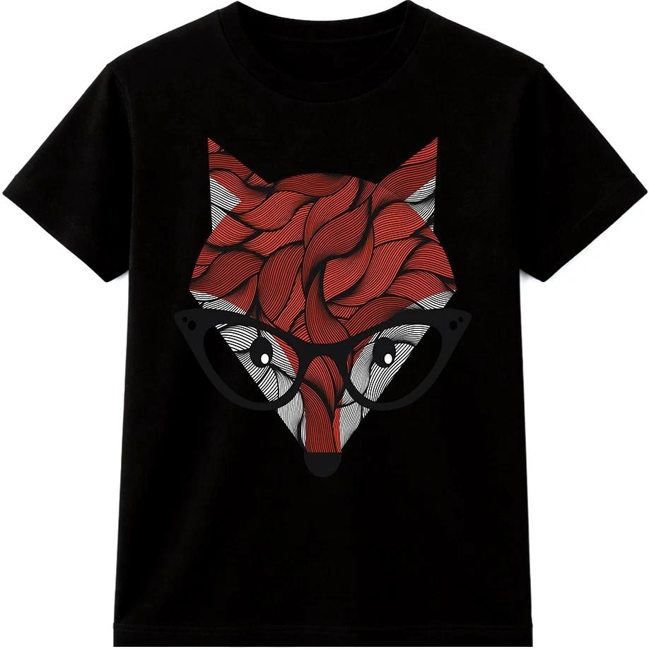 

Футболка с принтом лисы Стилизованная Современное искусство животных Мультяшная Уличная одежда Футболка XL