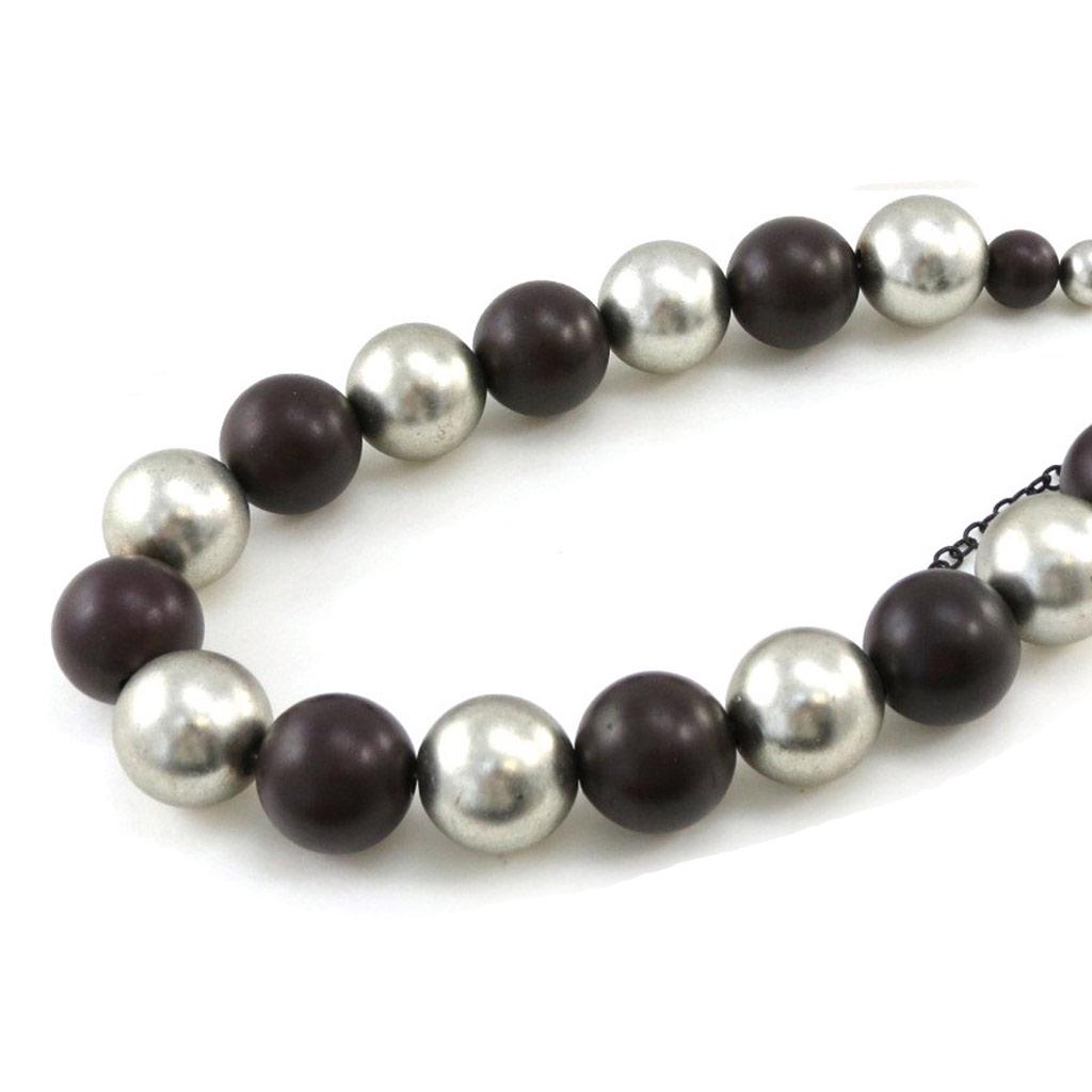 Les Trésors De Lily [C8828] - Collier Créateur 'Métisse' Marron Chocolat Argenté