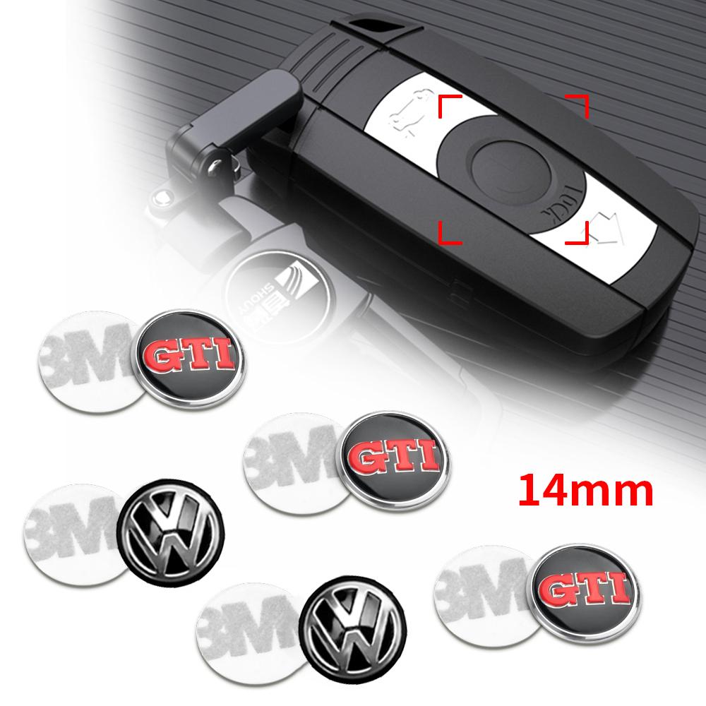 For Volkswagen VW 5/10/20Pcs Car Remote Key Logo Aluminum Emblem Stickers for VW R Polo Passat Rline Golf 4 5 6 Tiguan GTI ID.3 Touran T-ROC Jetta EJ1