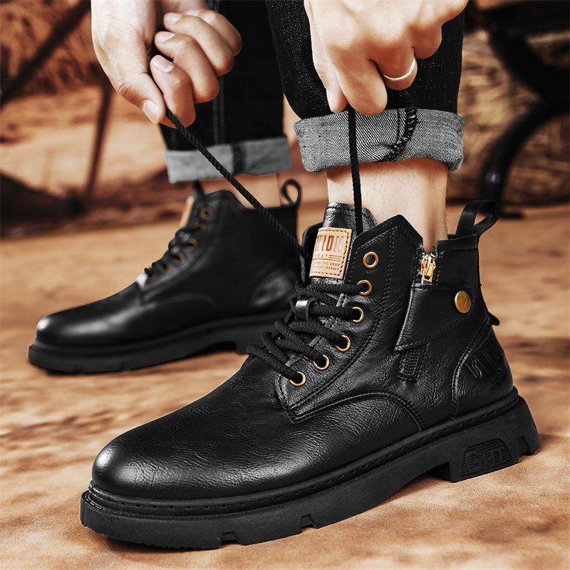 Men's 2023 Retro Trend Martin Boots - British Style, Non-Slip, Waterproof, Practical Short Work Boots