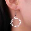 My Shape Olive Leaves Drop Earrings for Women Girls Stainless Steel Round Dangle Earring Jewelry Elegant Wedding Engagement Gift